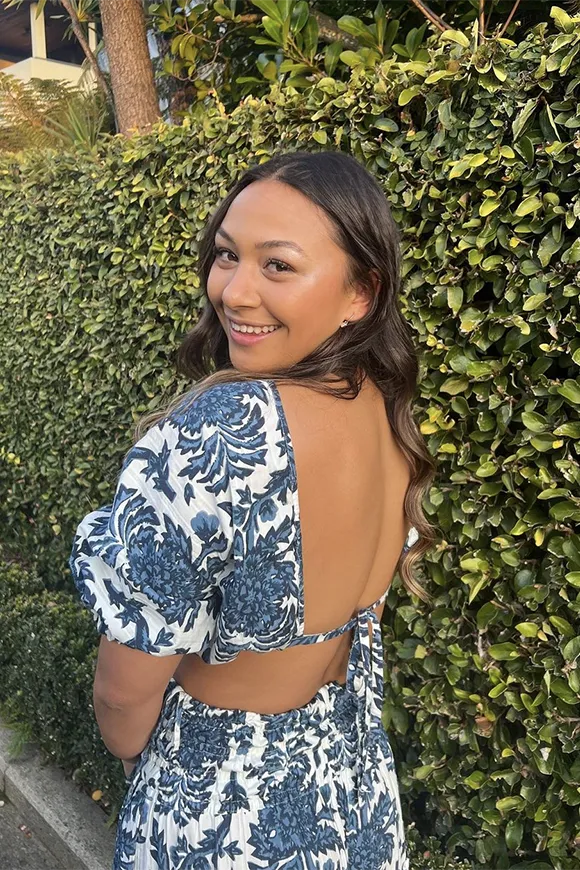 Diana Open Back Balloon Sleeve Crop