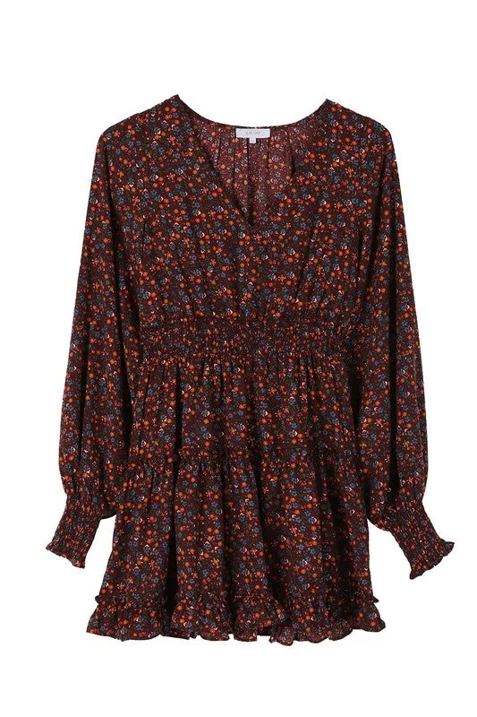Ditsy Rust Floral Flirty Mini Dress