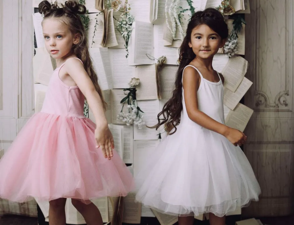DOLLY by Le Petit Tom ® RIB COTTON TUTU DRESS white