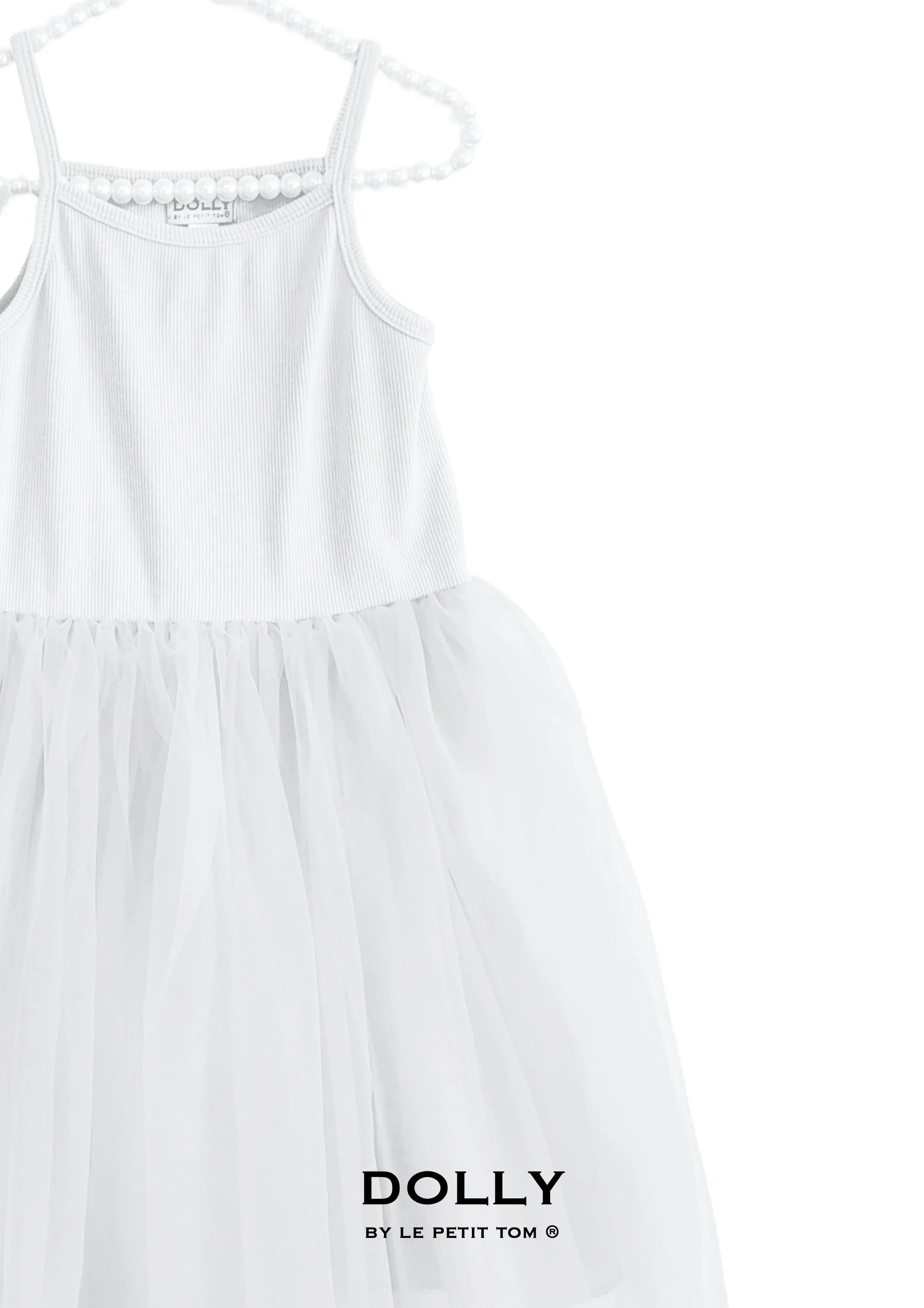DOLLY by Le Petit Tom ® RIB COTTON TUTU DRESS white
