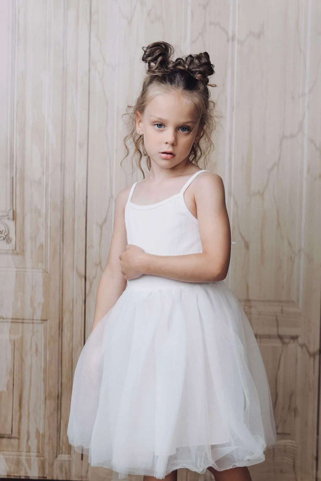 DOLLY by Le Petit Tom ® RIB COTTON TUTU DRESS white