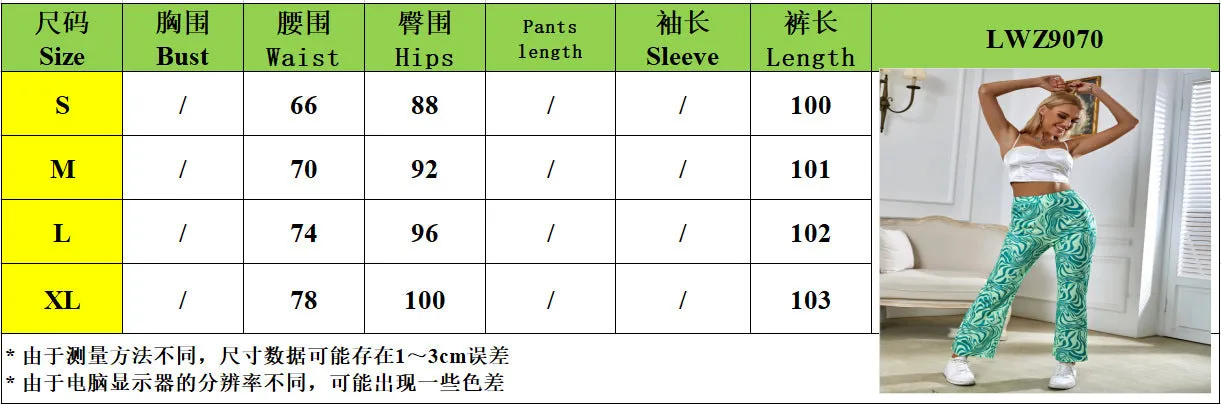 Europe Women Trendy Street Style Printed Flare Leg Pants