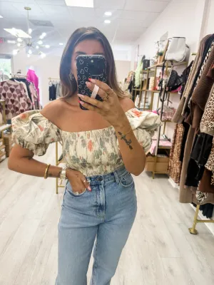 Floral Print Smocked Top