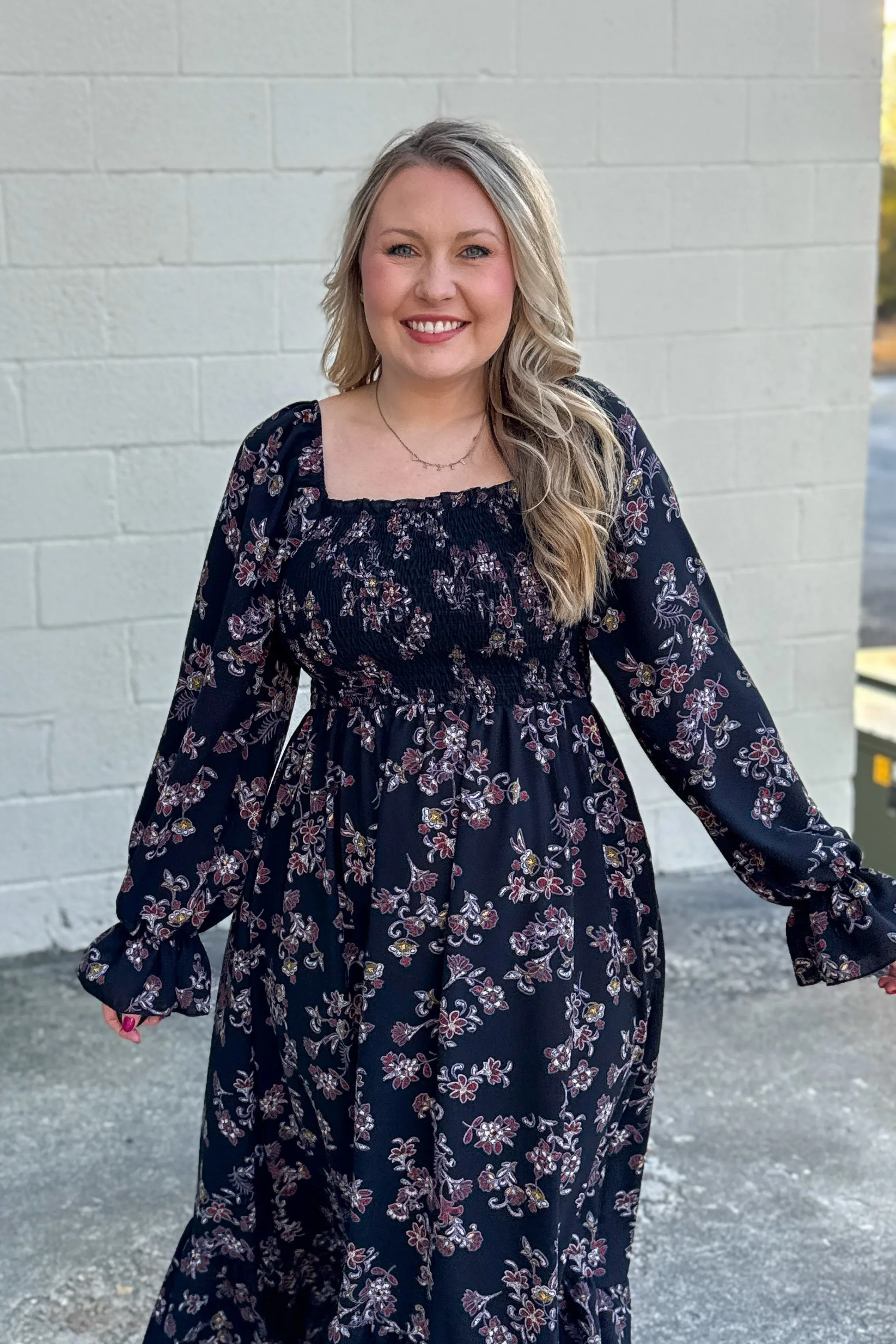 Friendly Florals Smocked Maxi Dress