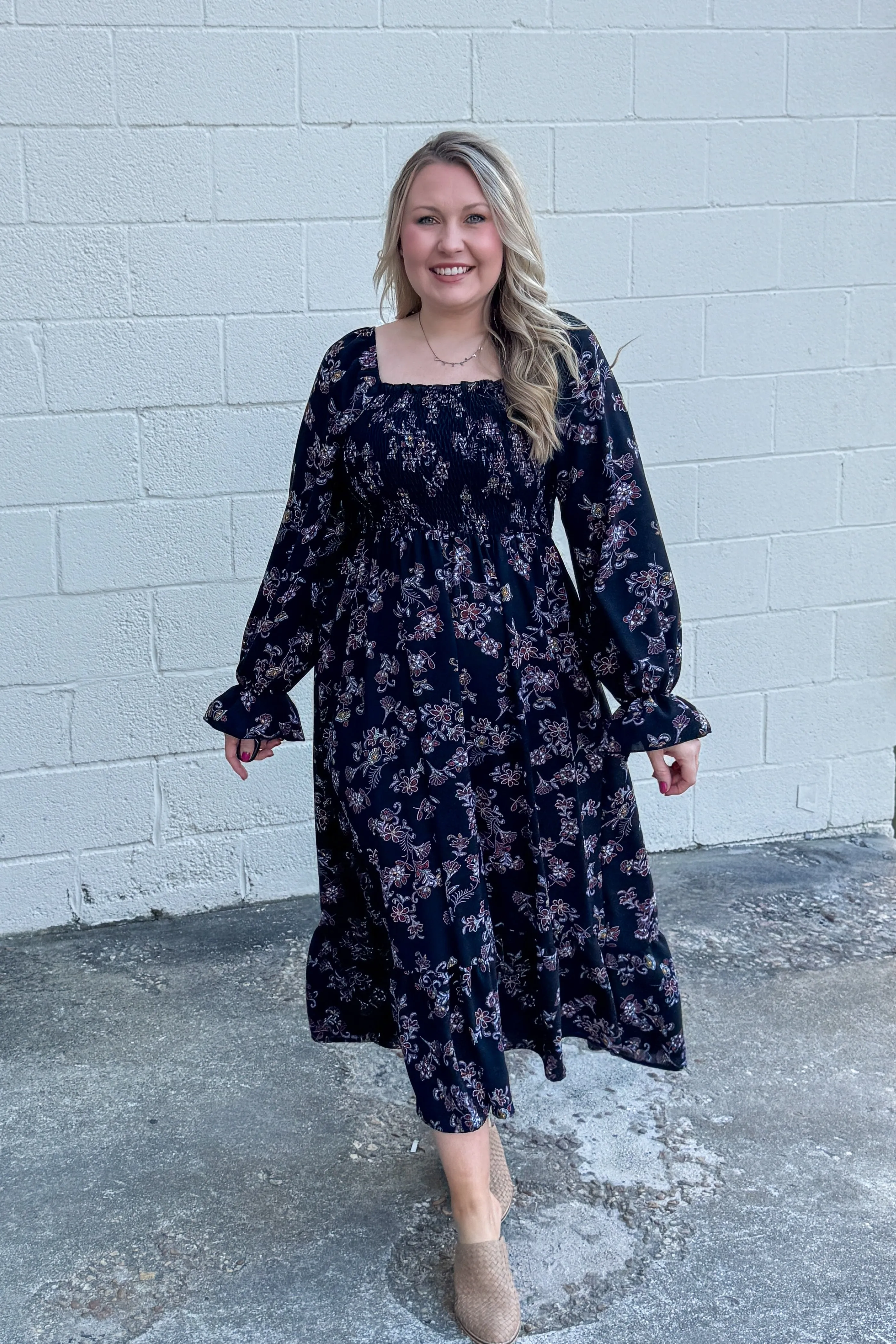 Friendly Florals Smocked Maxi Dress