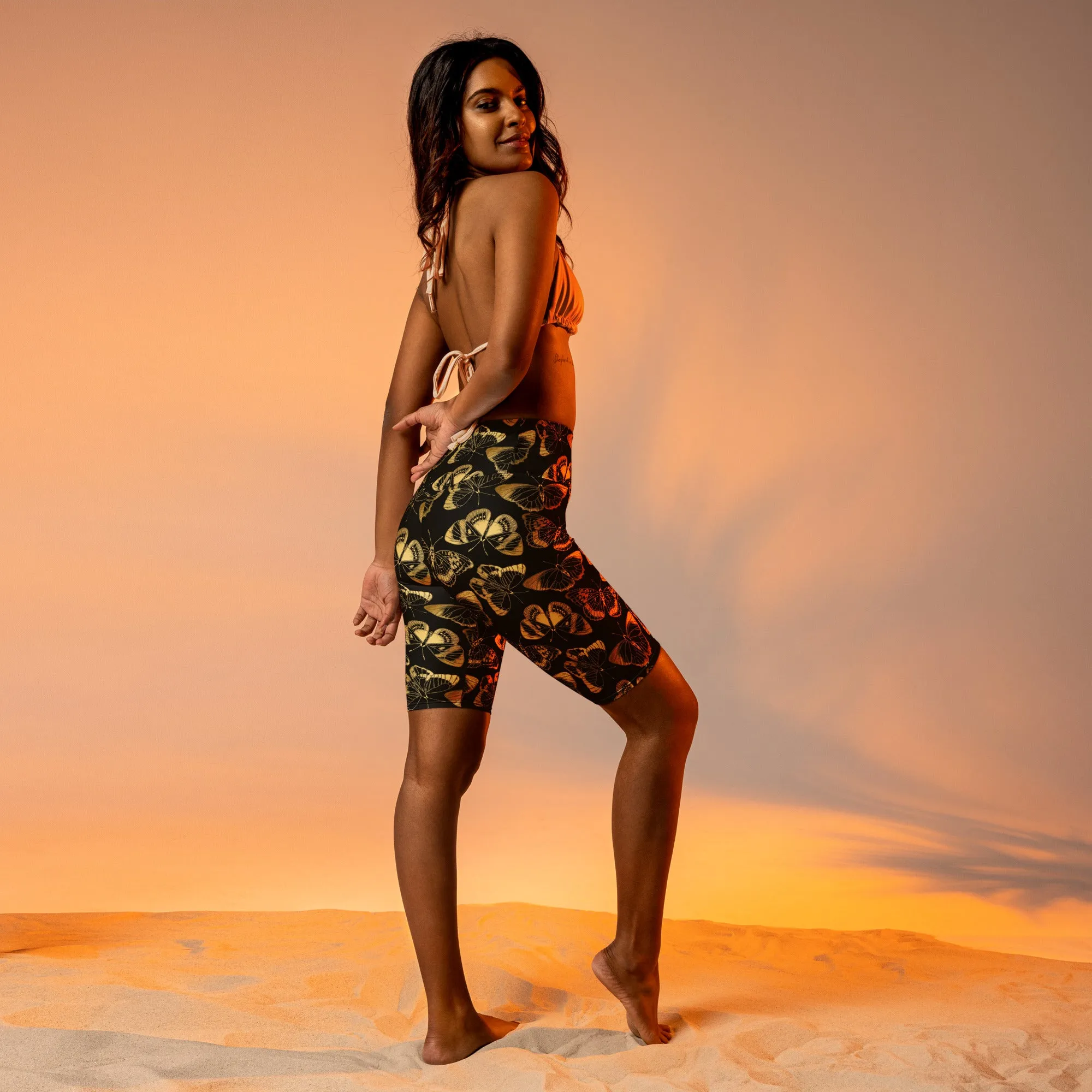 Gold Butterfly Biker Shorts