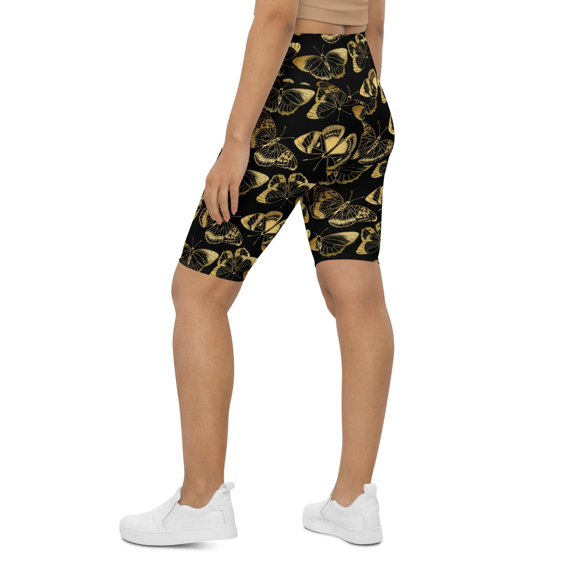 Gold Butterfly Biker Shorts