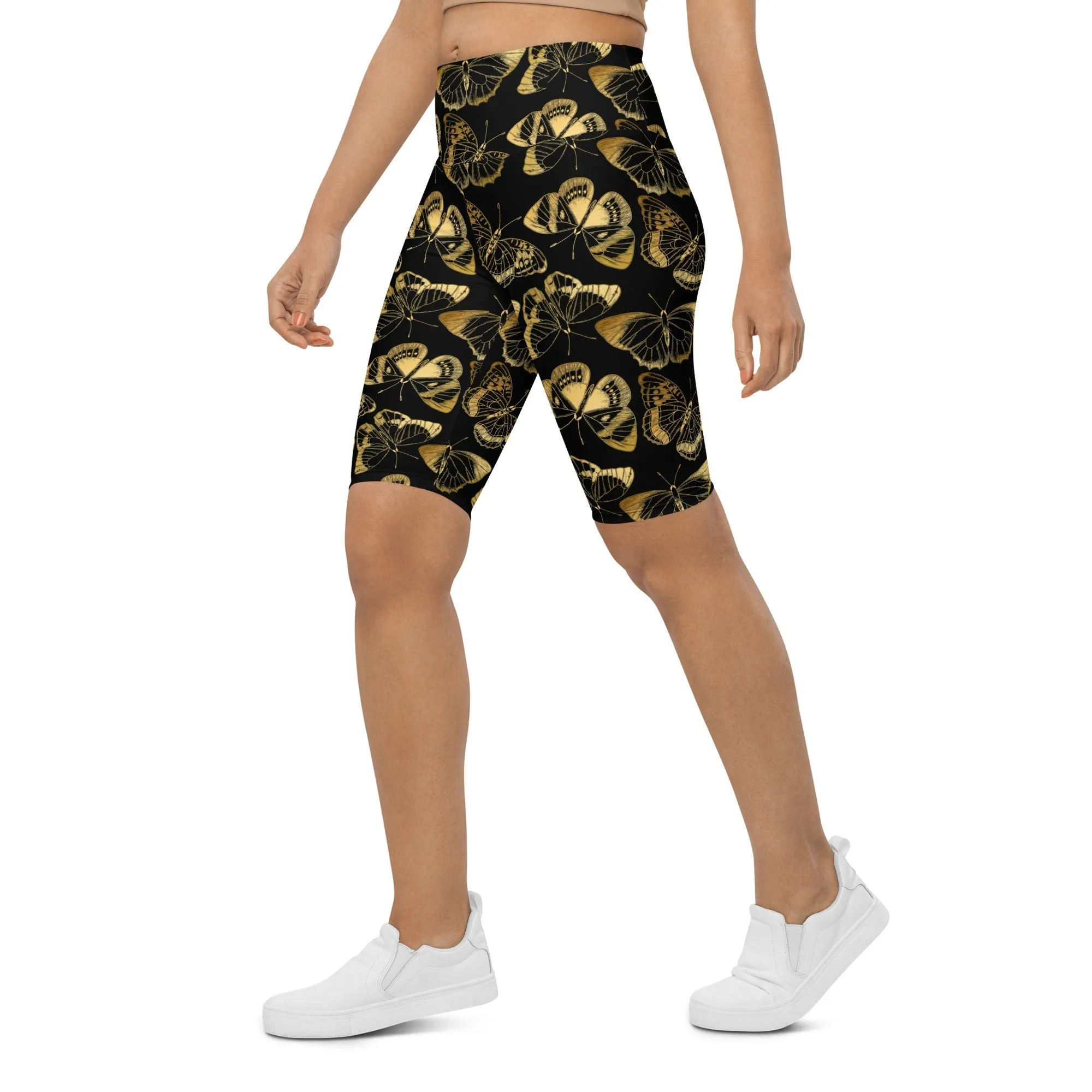 Gold Butterfly Biker Shorts