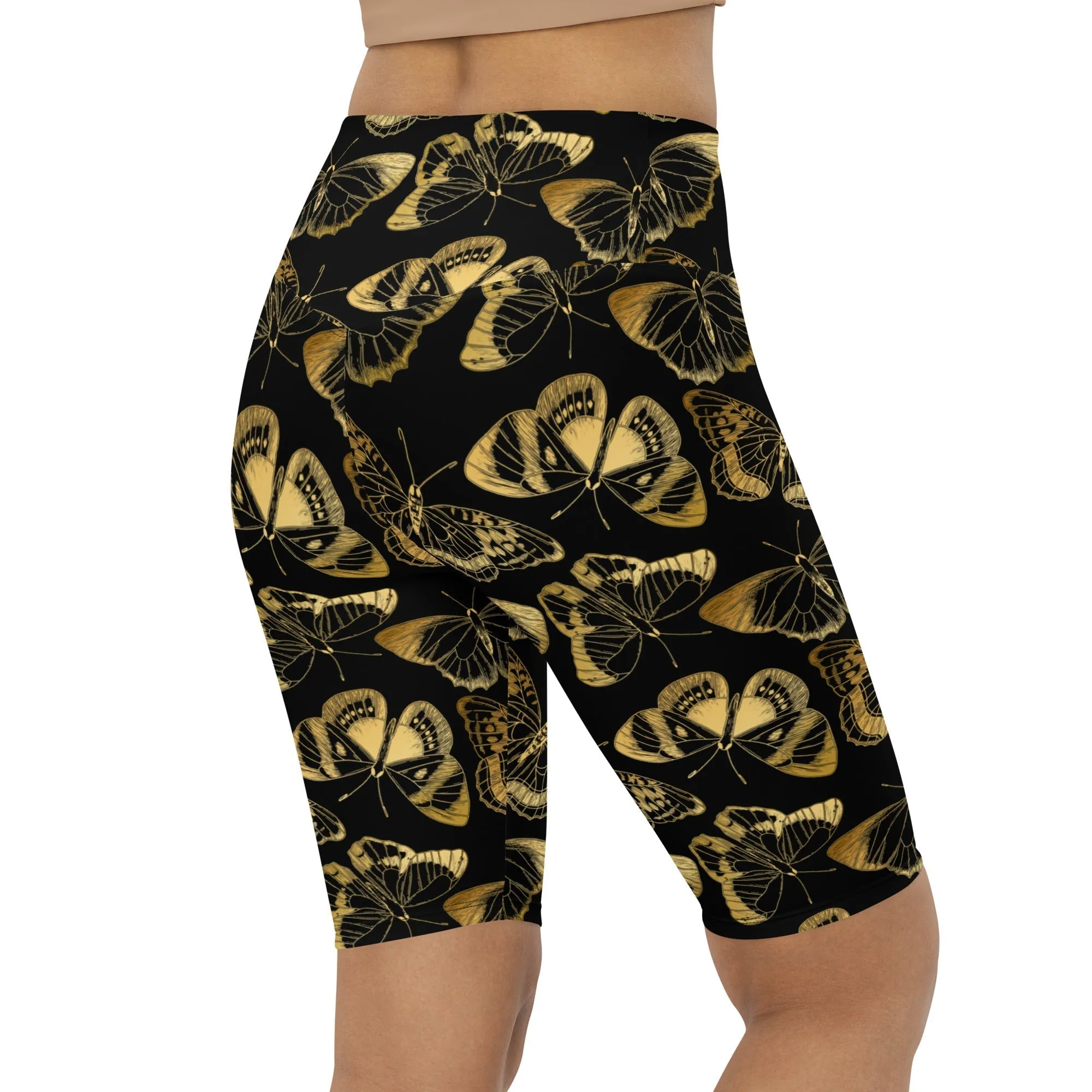 Gold Butterfly Biker Shorts