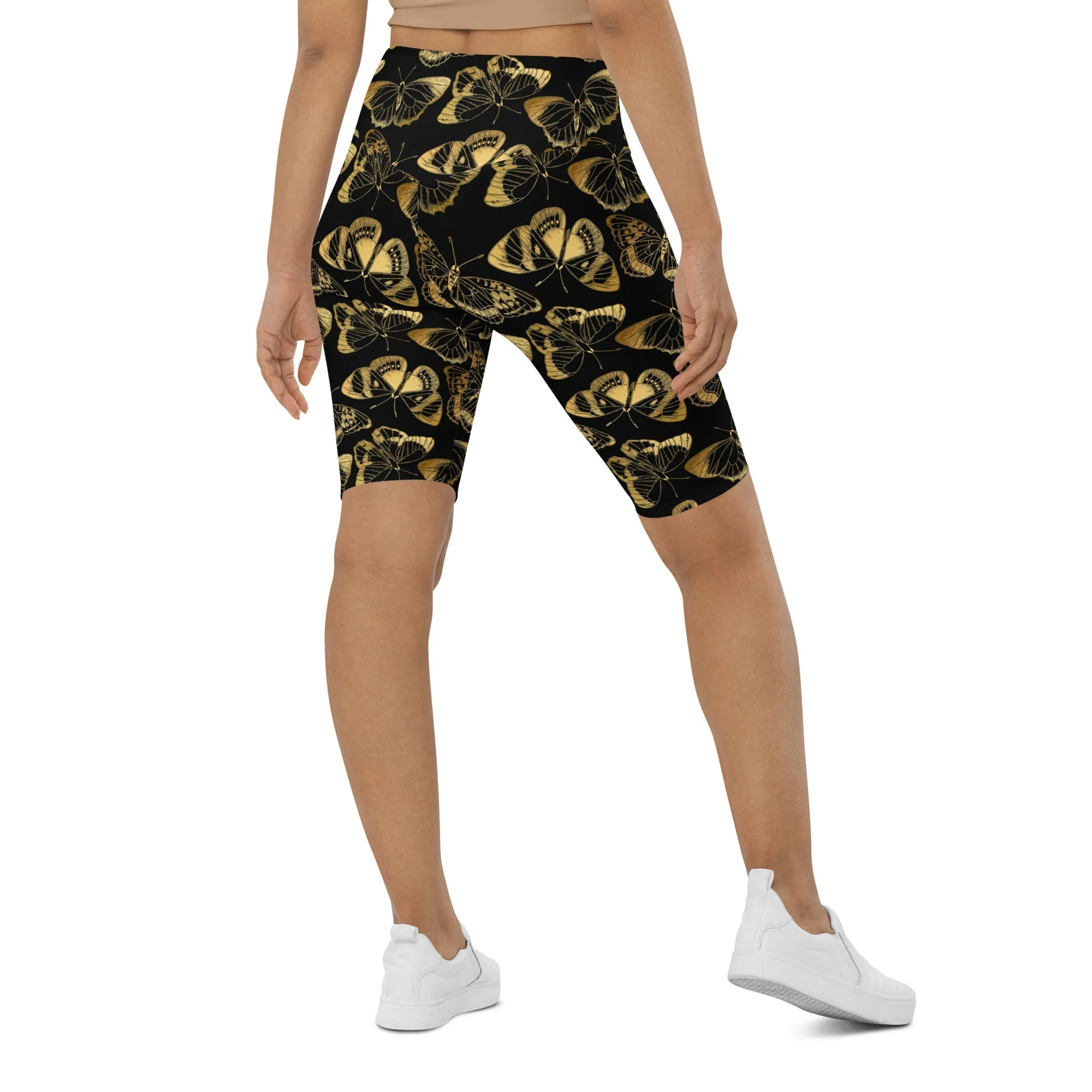 Gold Butterfly Biker Shorts
