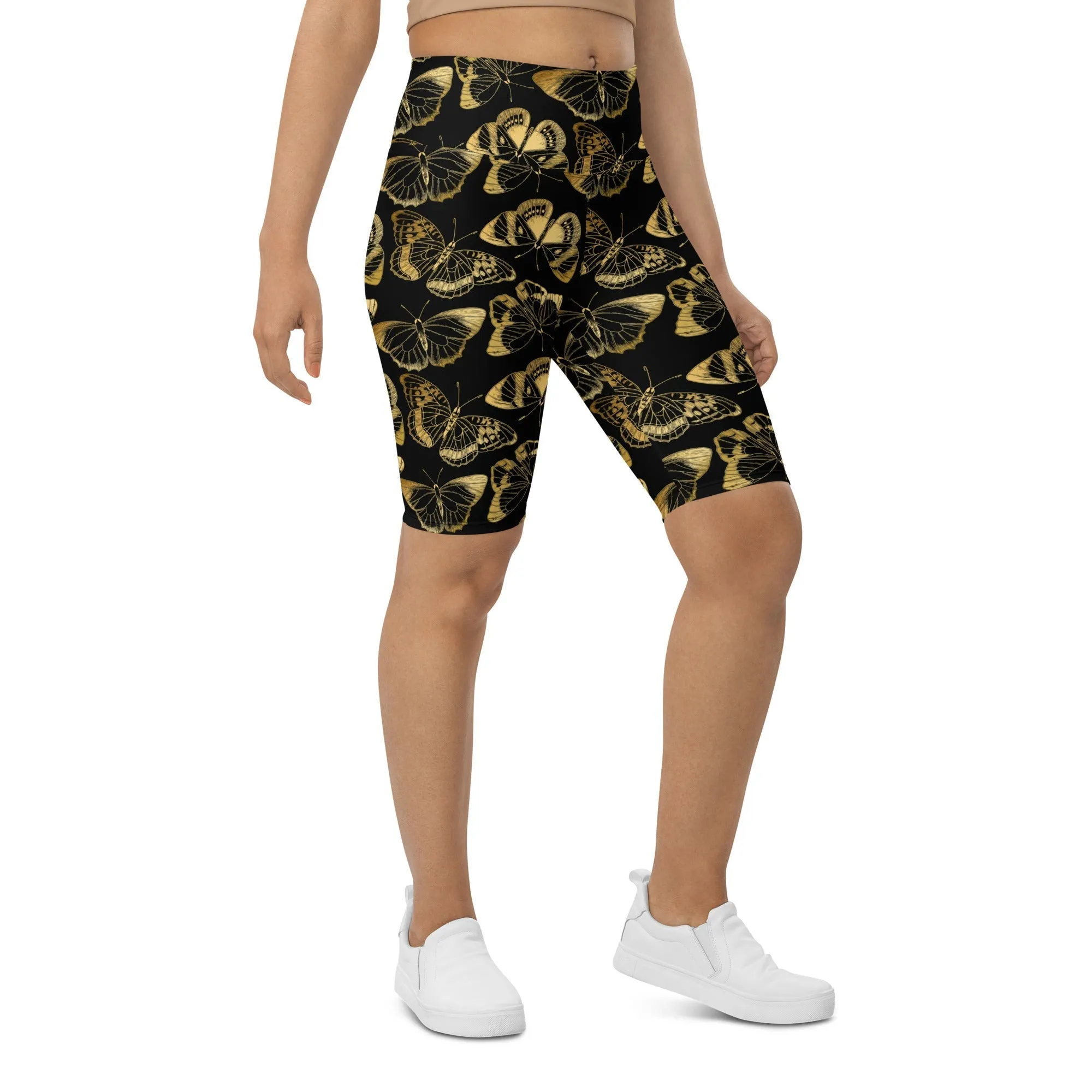 Gold Butterfly Biker Shorts