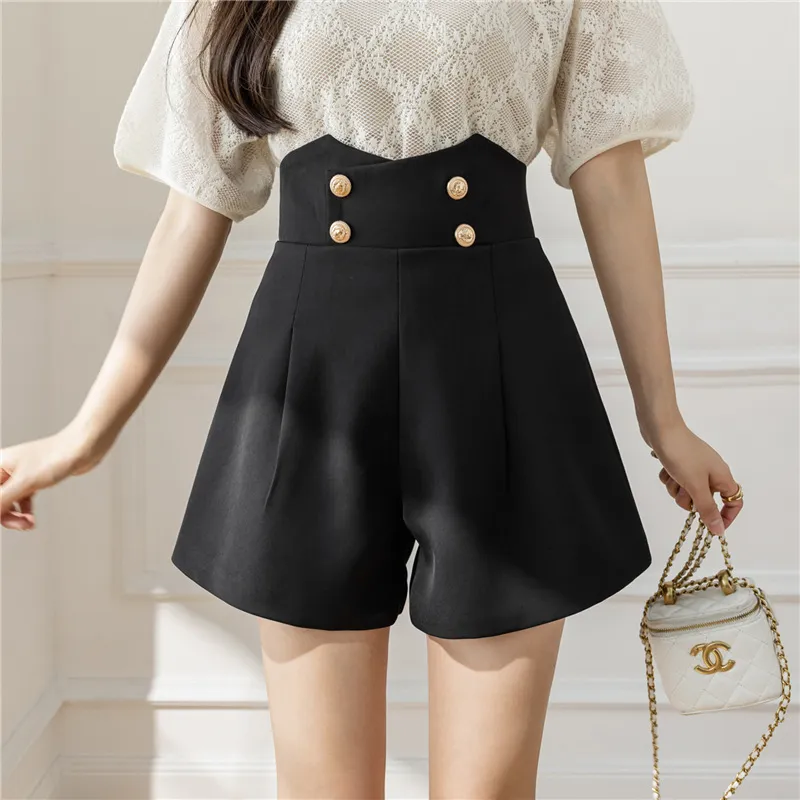 Golden Button High Waist Shorts