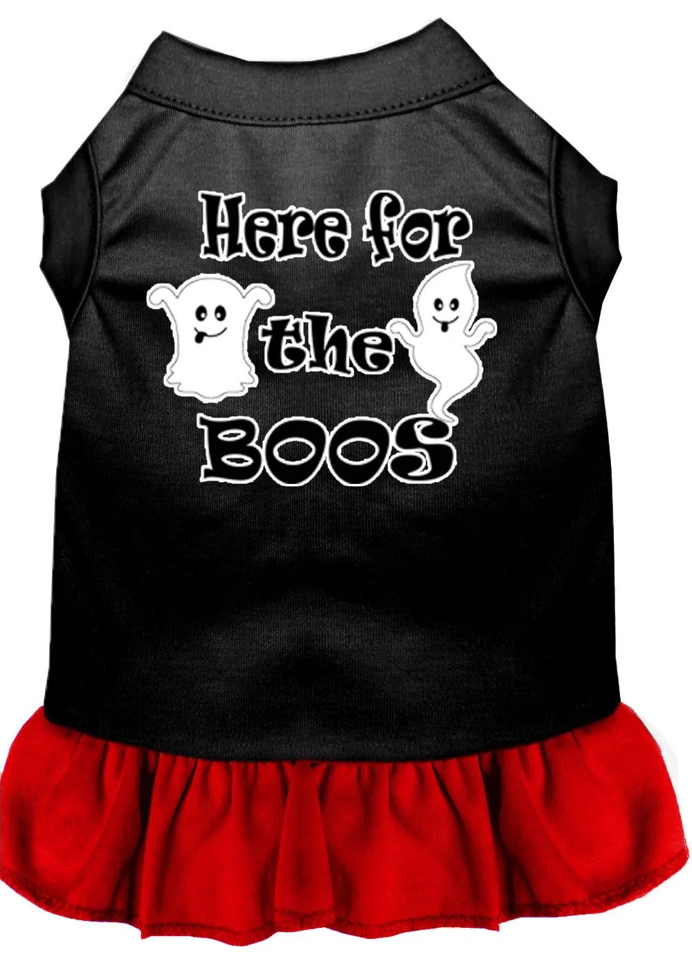 Here For The Boos Screen Print Dog Dress Black With Red Lg (14)