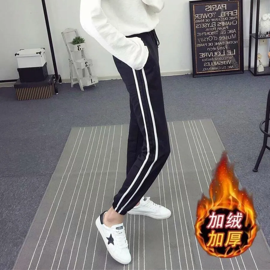 insPants Men Thick Korean Casual Pants Slim Look All-Matching Student Trendy Sporty Ankle-Length Pants