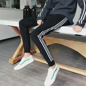 insPants Men Thick Korean Casual Pants Slim Look All-Matching Student Trendy Sporty Ankle-Length Pants