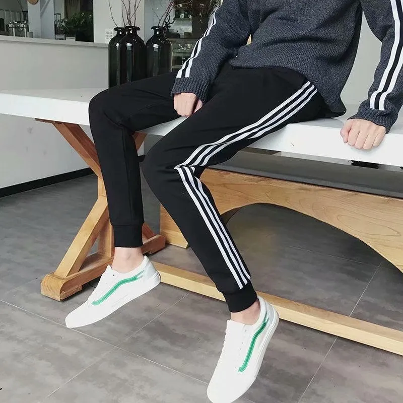 insPants Men Thick Korean Casual Pants Slim Look All-Matching Student Trendy Sporty Ankle-Length Pants