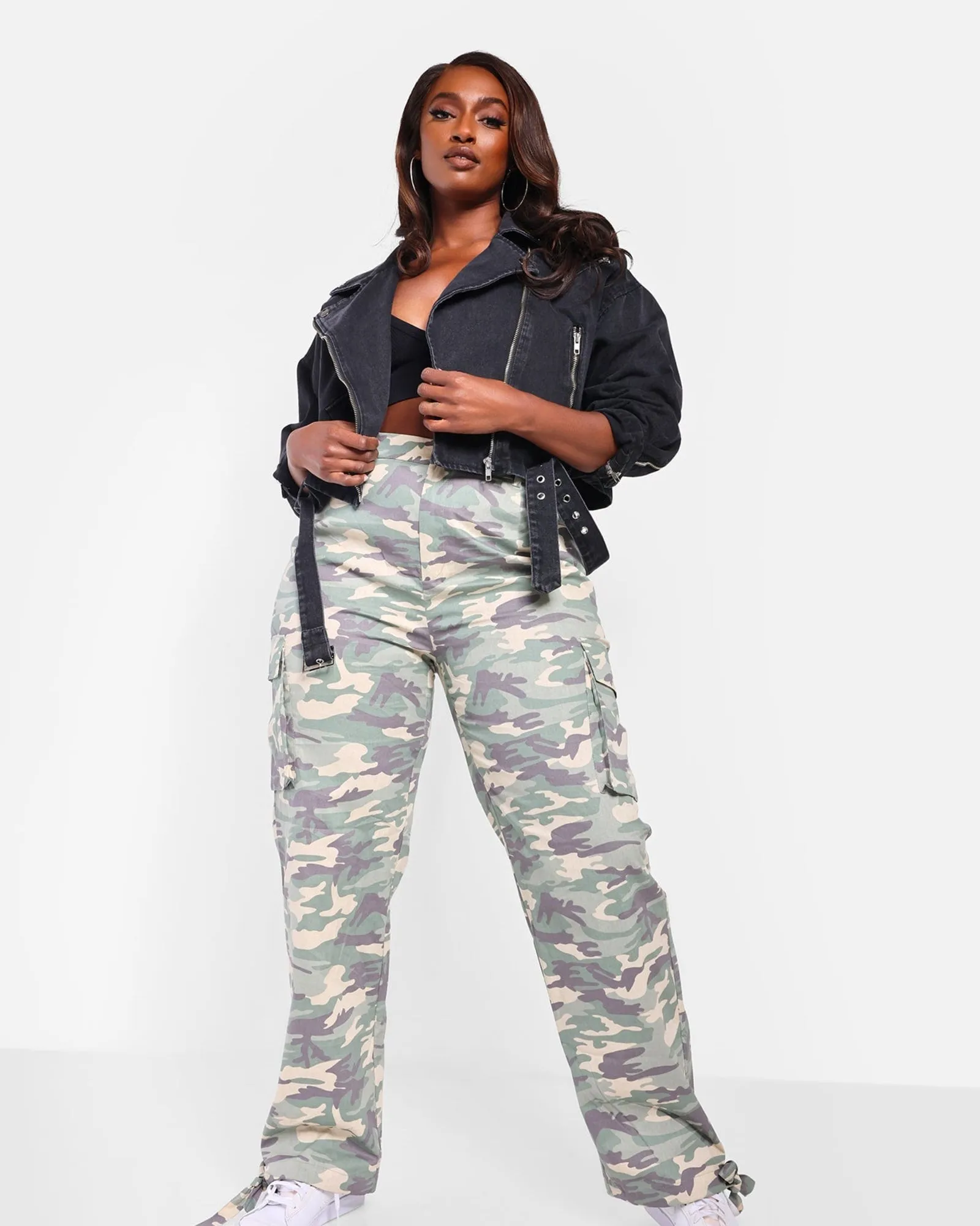 Jane Camo Fatigue Cargo Pants | Gray