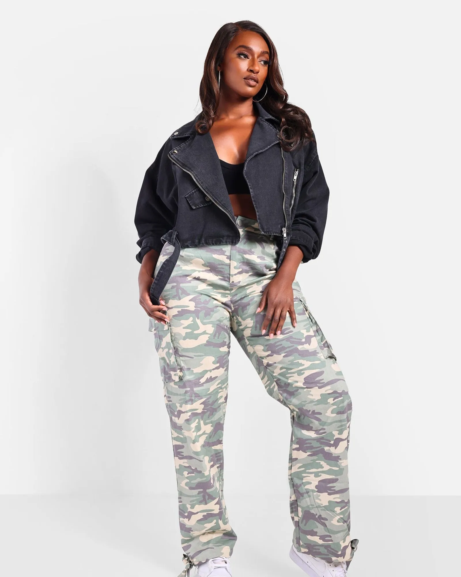 Jane Camo Fatigue Cargo Pants | Gray