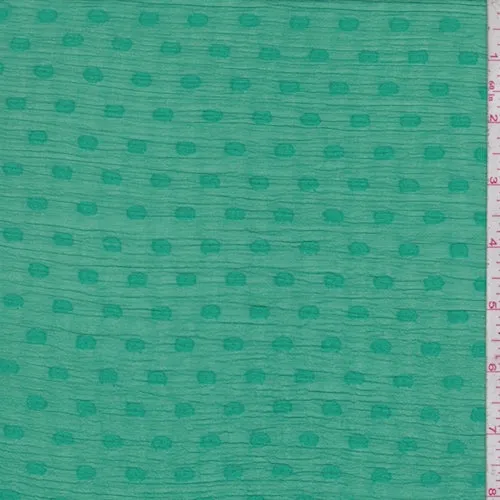 Kelly Green Dot Jacquard Crinkle Chiffon Fabric