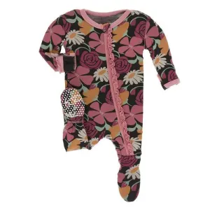 Kickee Pants - Print Muffin Ruffle Footie with Zipper - Zebra Market Flowers