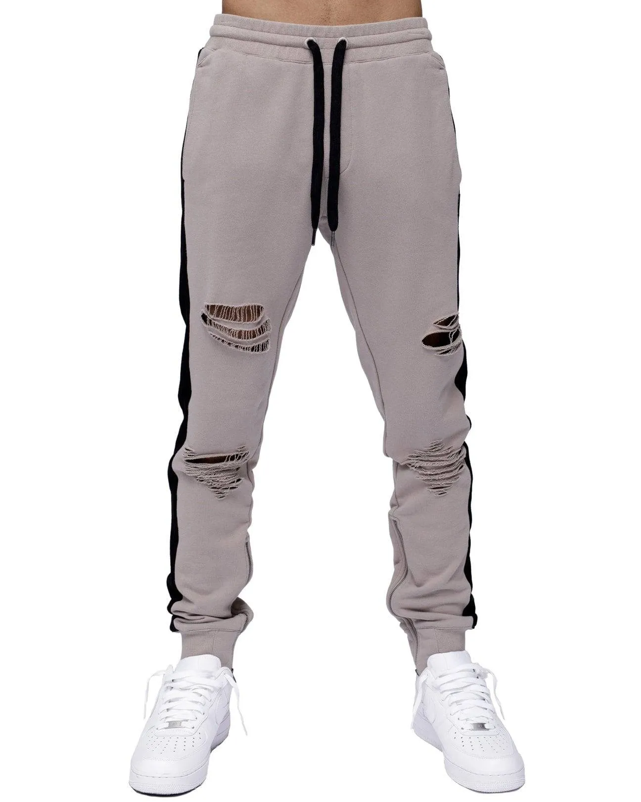 Konus Men's Side Strip French Terry Joggers in Gray