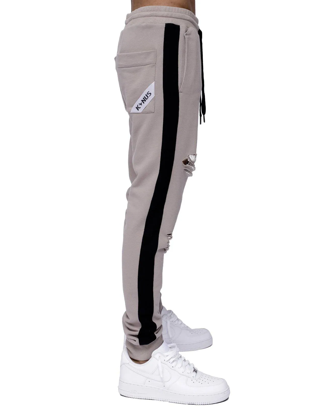 Konus Men's Side Strip French Terry Joggers in Gray