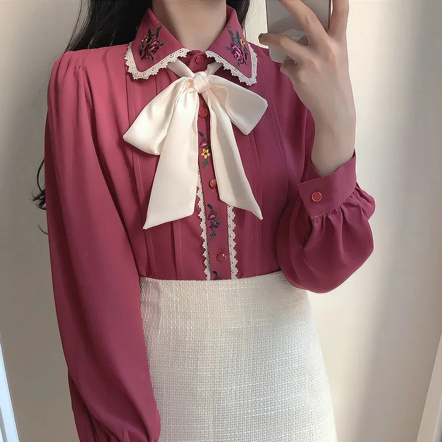 Lady Glams 2024 Women’s Tie Ribbon Tops - Office Formals