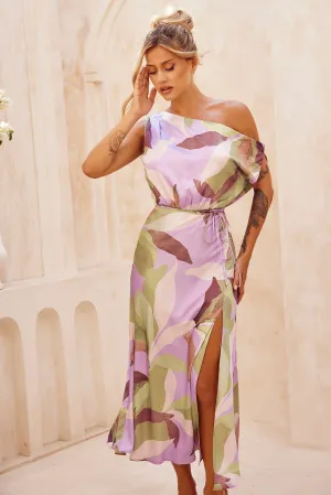 Late Matching Midi Dress - Purple Multi