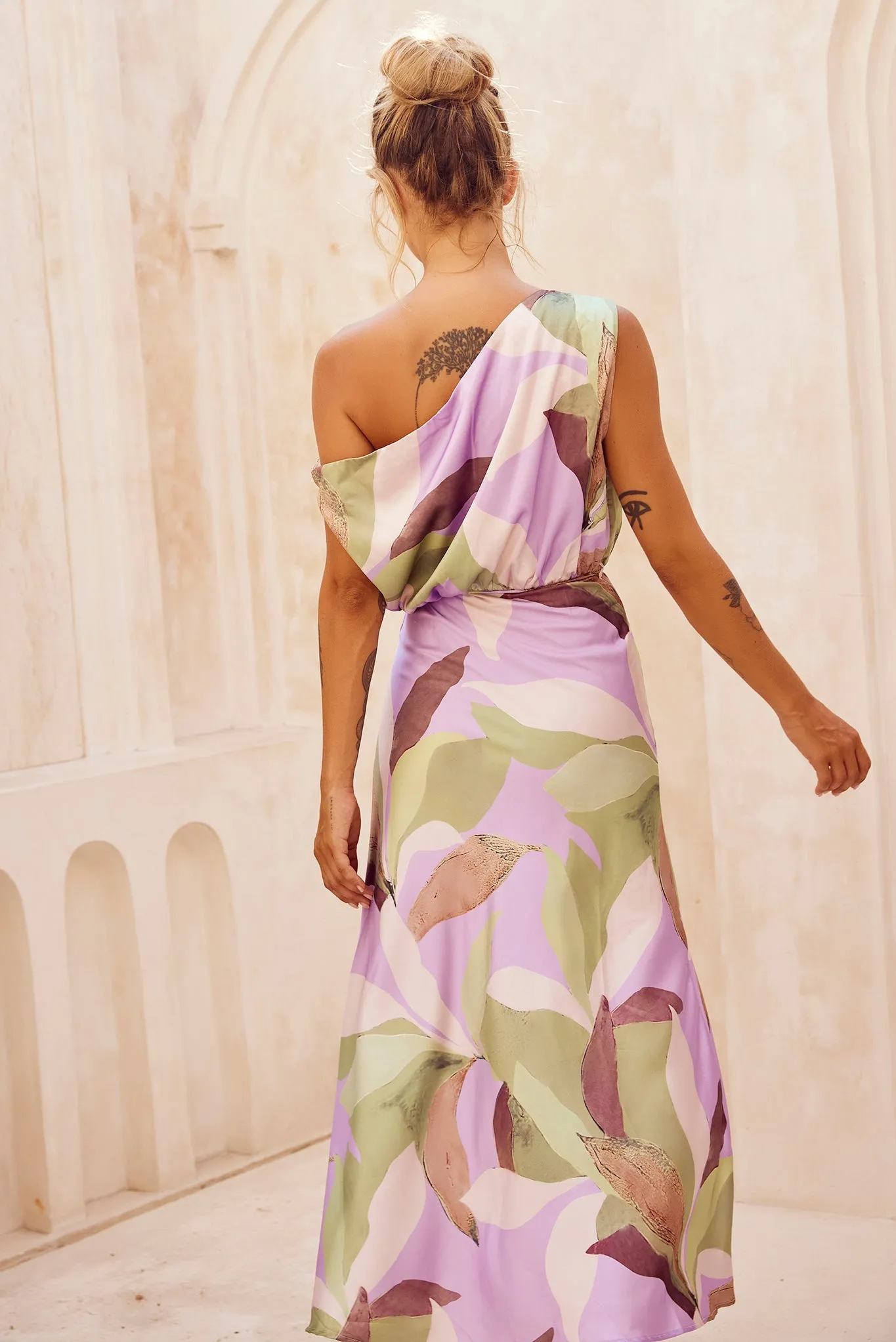 Late Matching Midi Dress - Purple Multi
