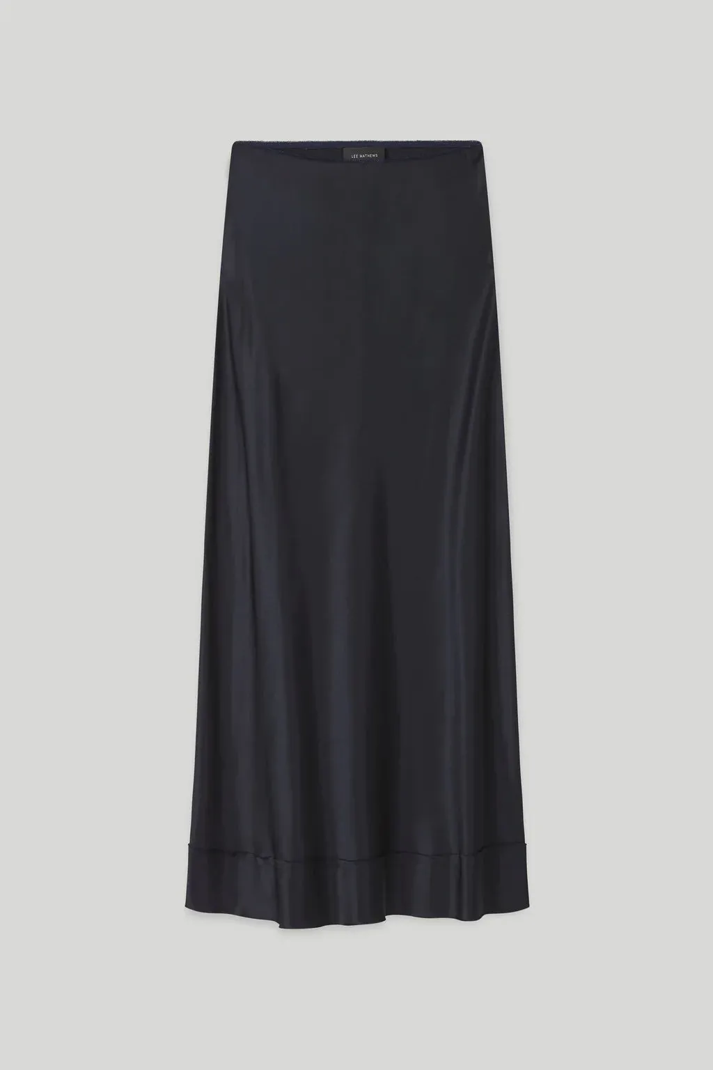 Lee Mathews Stella Silk Satin Skirt in Midnight