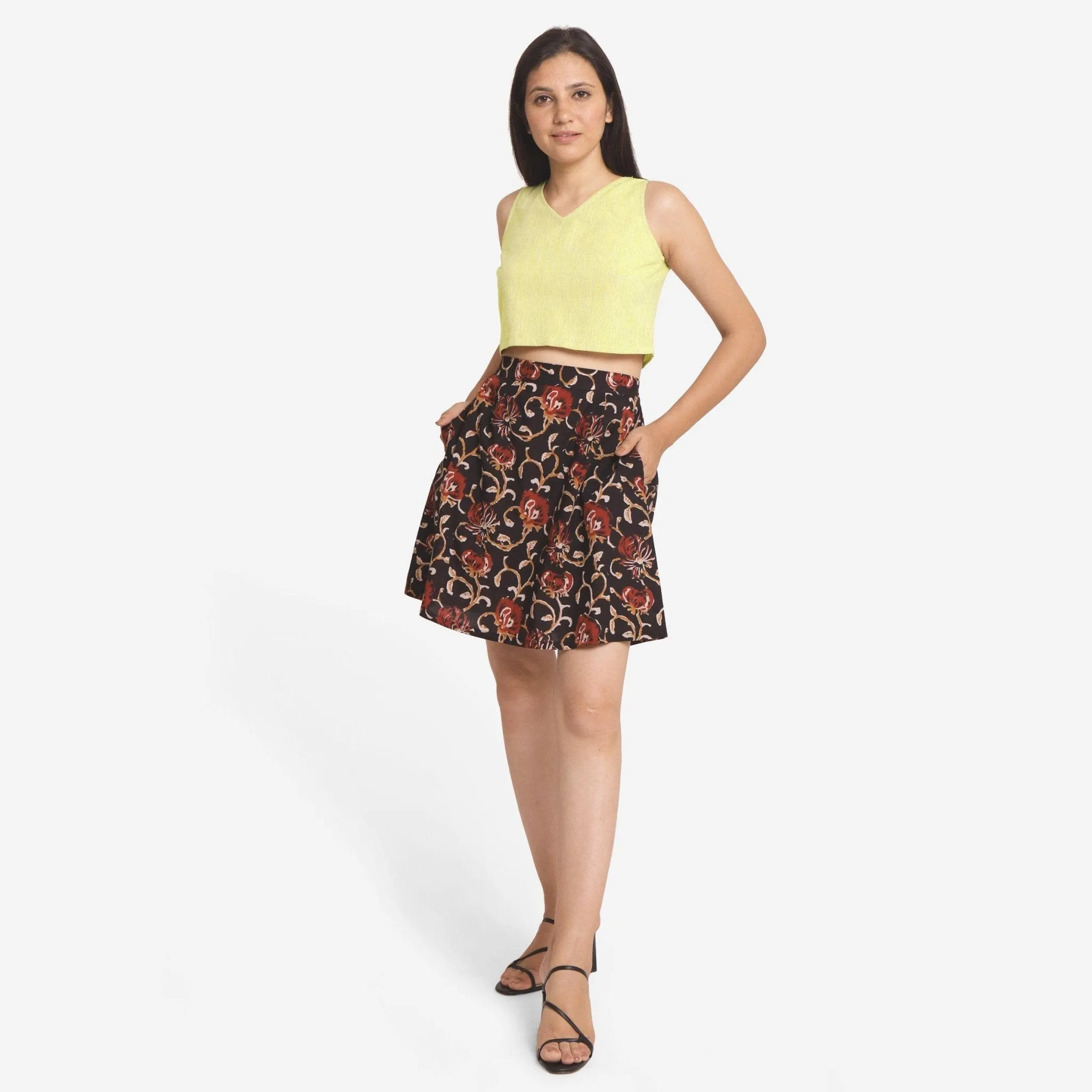 Lemon Yellow Yarn Dyed 100% Cotton Crop Top