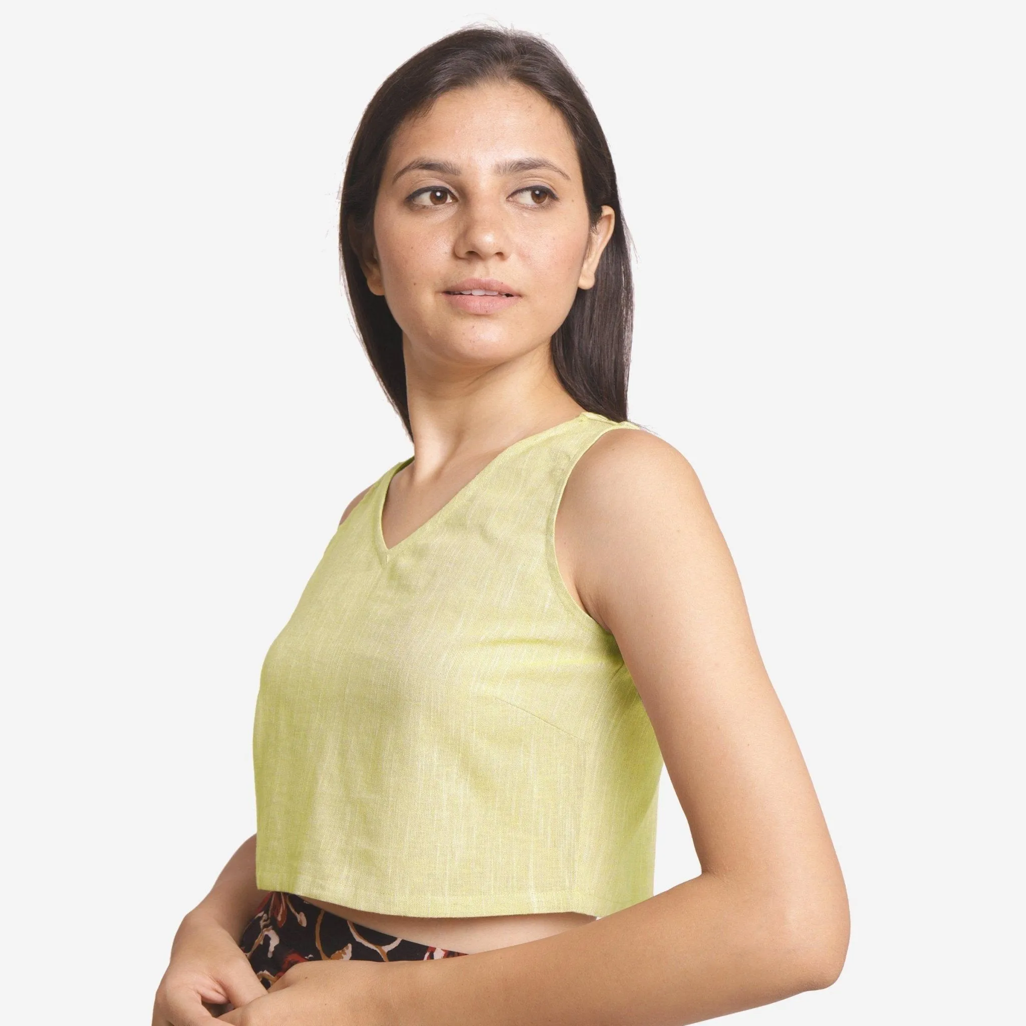 Lemon Yellow Yarn Dyed 100% Cotton Crop Top