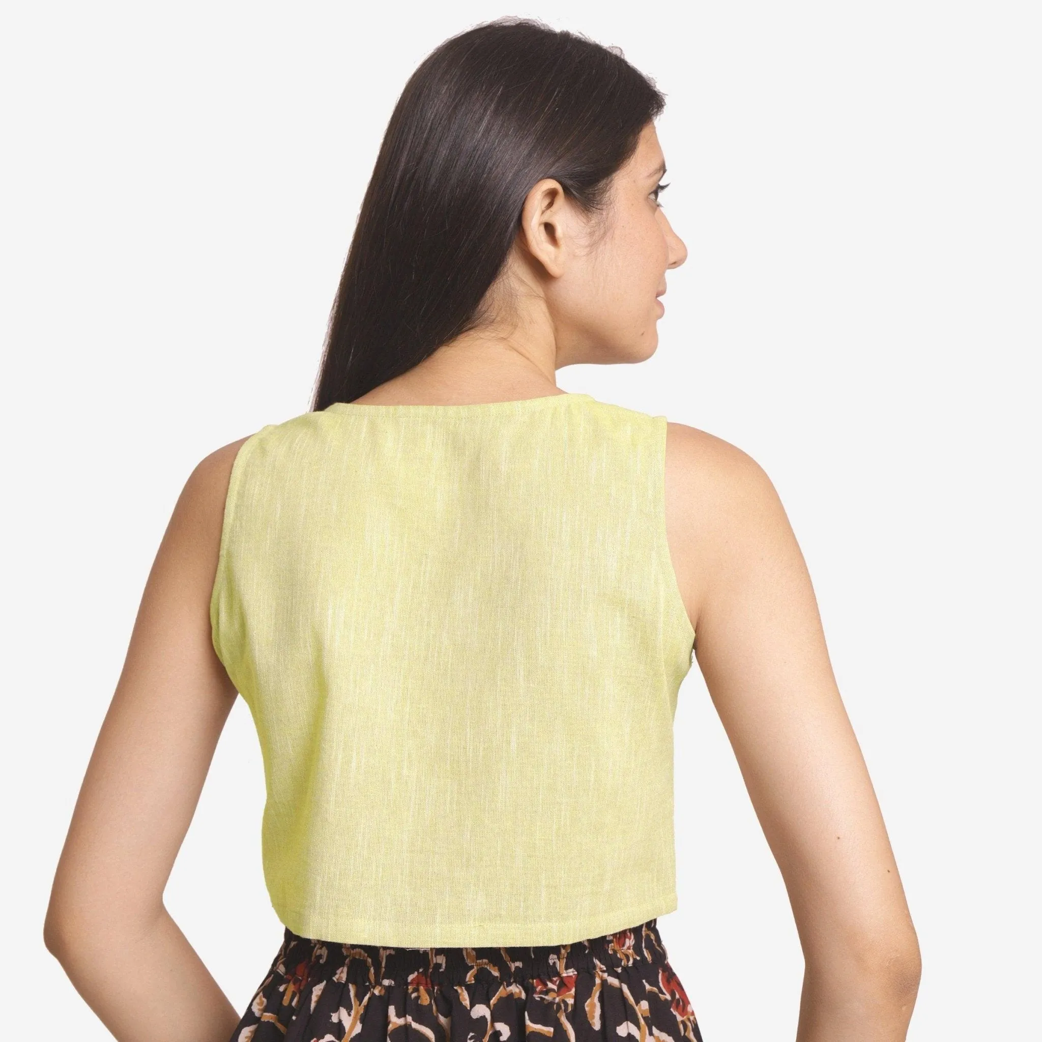 Lemon Yellow Yarn Dyed 100% Cotton Crop Top