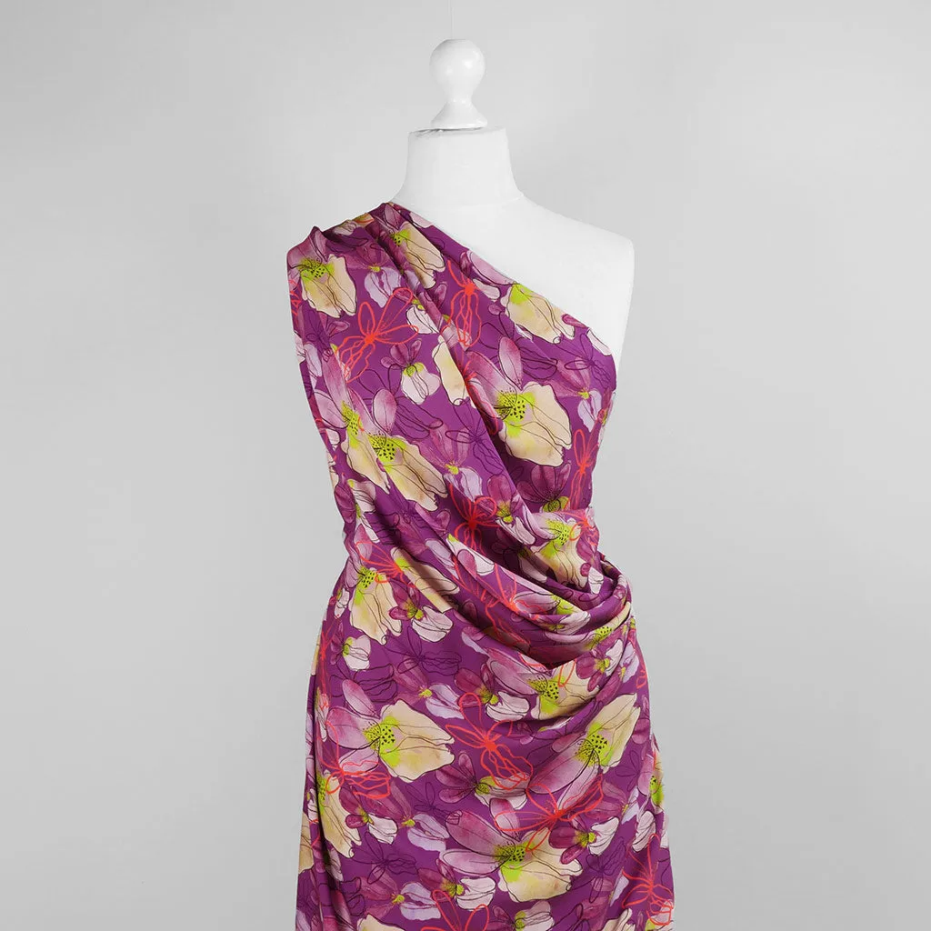 Lenzing Ecovero - Purple Mr Beardy Viscose Woven Fabric by Nerida Hansen Sample