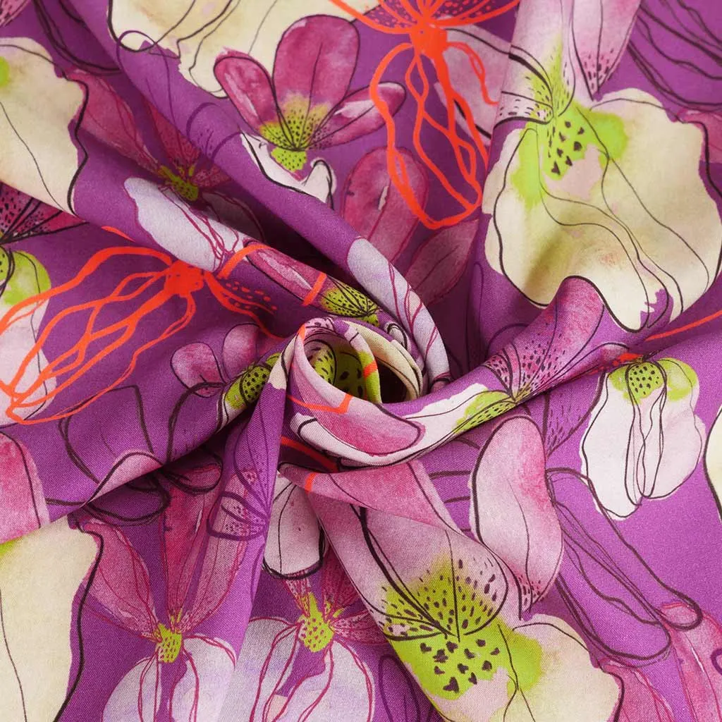 Lenzing Ecovero - Purple Mr Beardy Viscose Woven Fabric by Nerida Hansen Sample