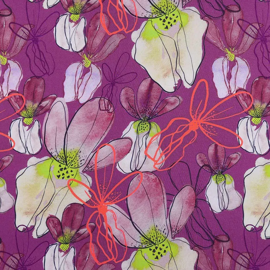 Lenzing Ecovero - Purple Mr Beardy Viscose Woven Fabric by Nerida Hansen Sample