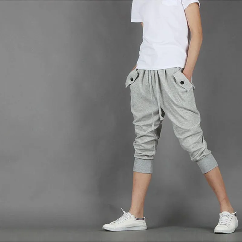 Men Summer Trendy Sport Pants Harem Cropped Casual Running Shorts