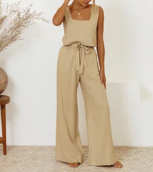 Mila - Sleek Top and Flowing Pants Ensemble