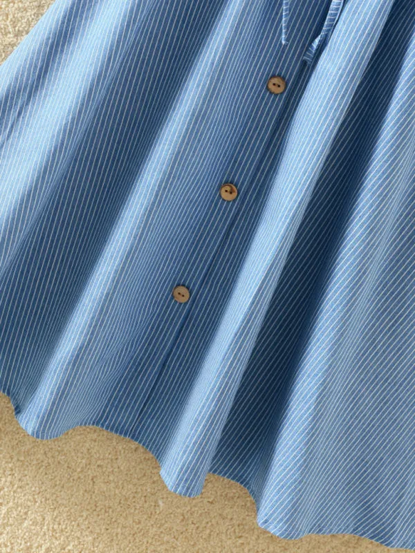Miley Elastic Waist Button-Down A-Line Denim Skirt