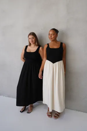 MYRA DRESS NEUTRAL/BLACK