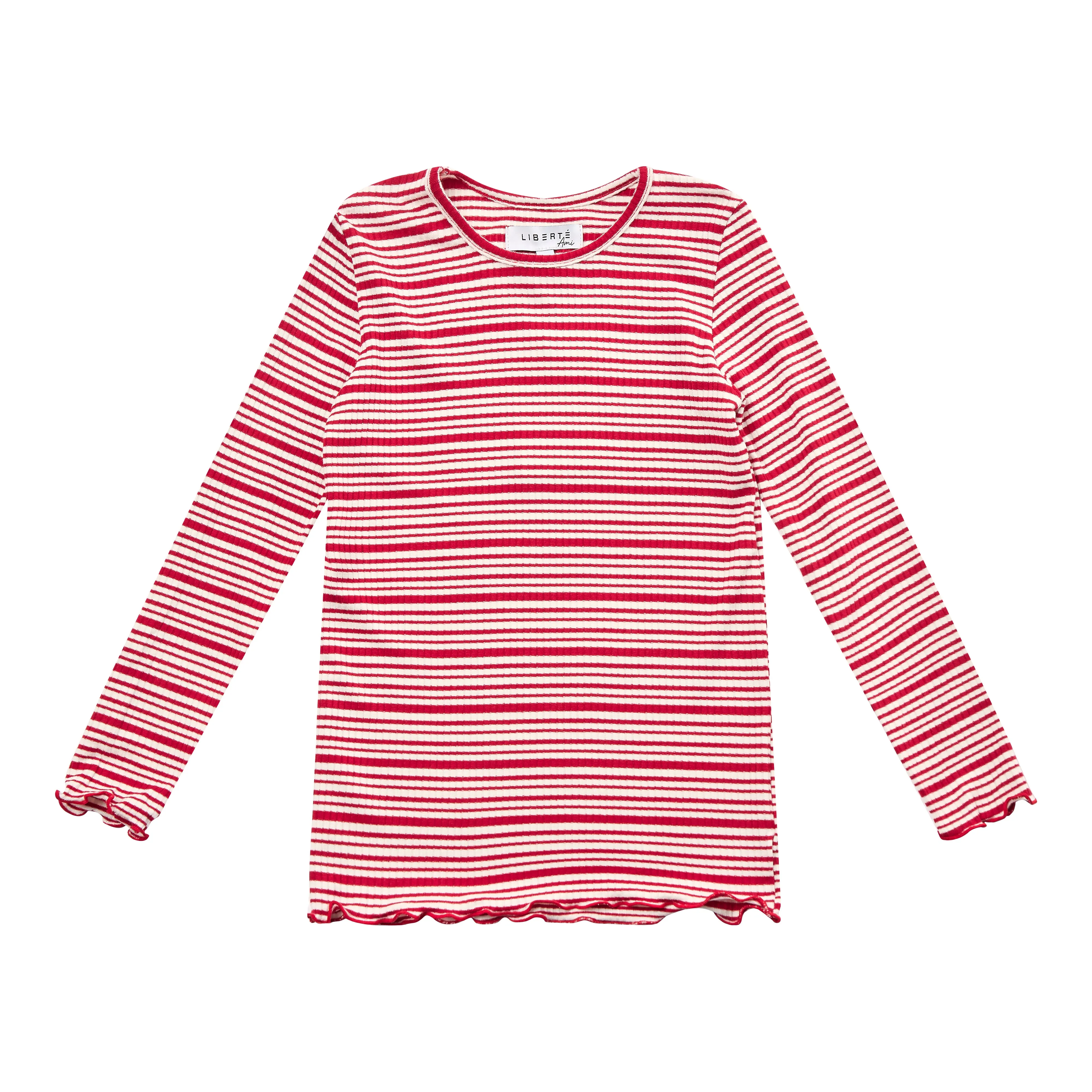NATALIA-LS-BLOUSE-KIDS - RED WHITE STRIPE