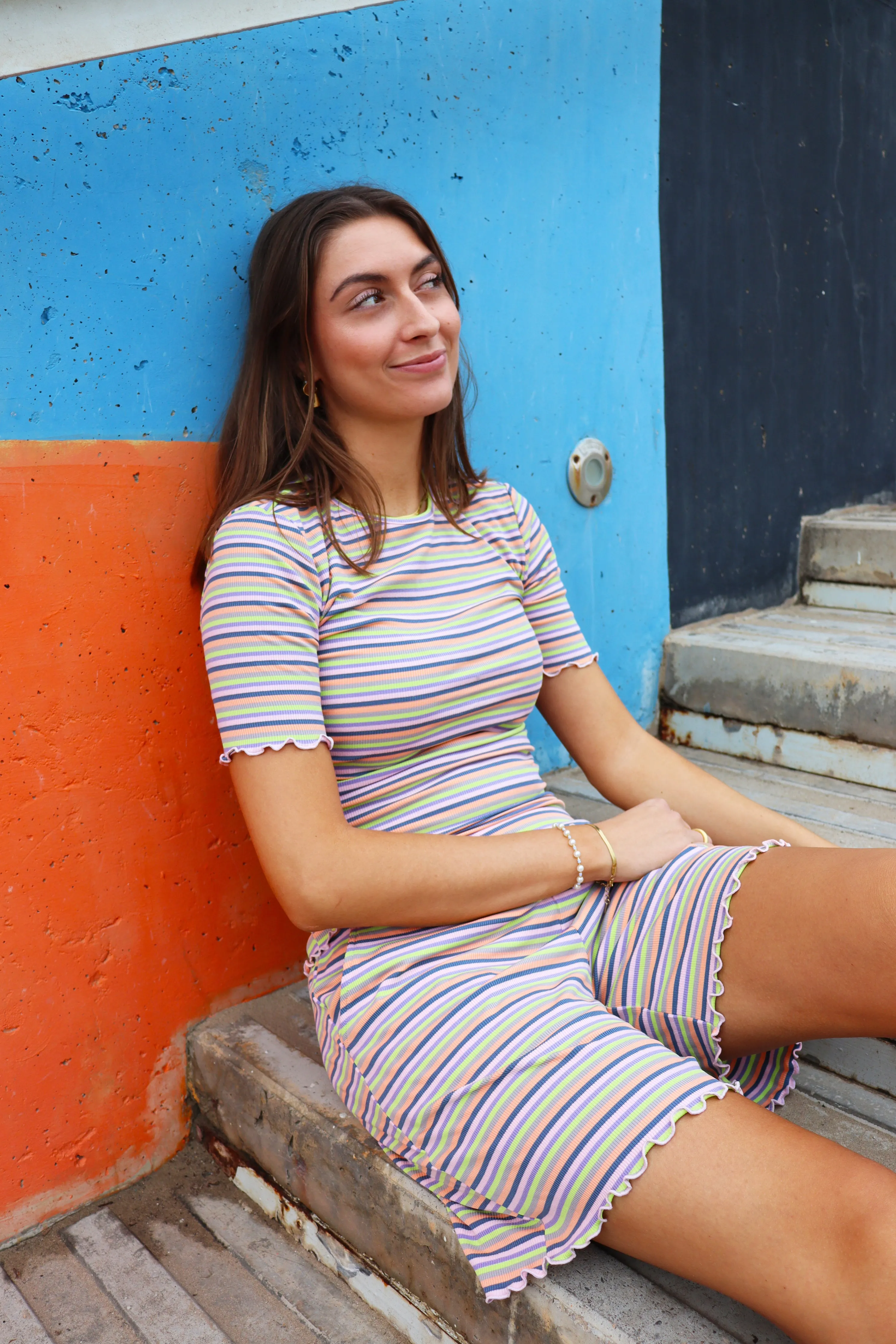 NATALIA-SS-BLOUSE - MULTI GREY STRIPE