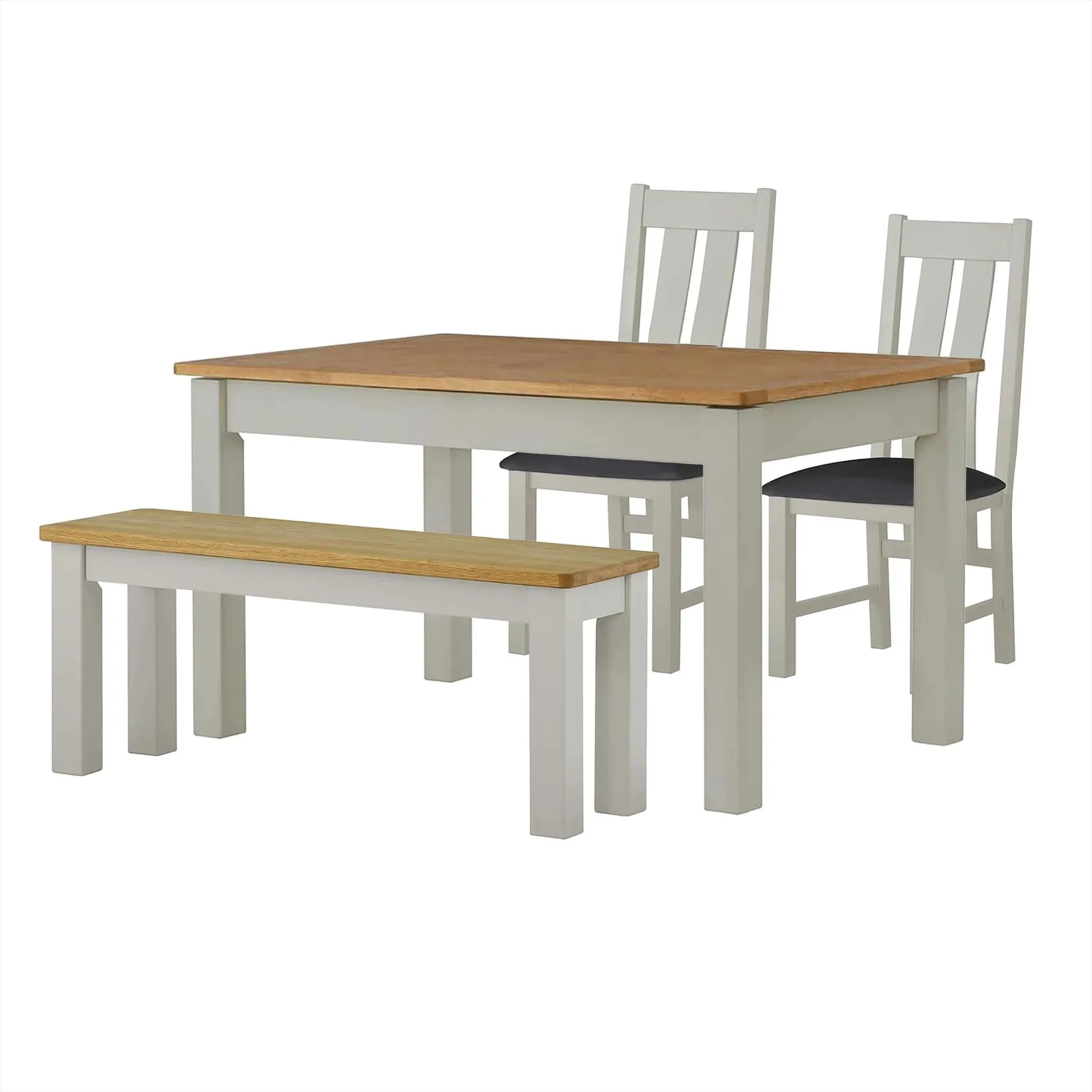 Padstow Grey 120cm Dining Set - 1 x Bench 2 x Chairs