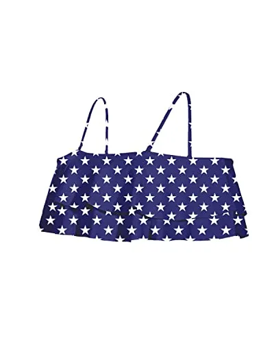 Patriotic American Flag Ruffle Bikini Top For 4Th Of July-National Flag
