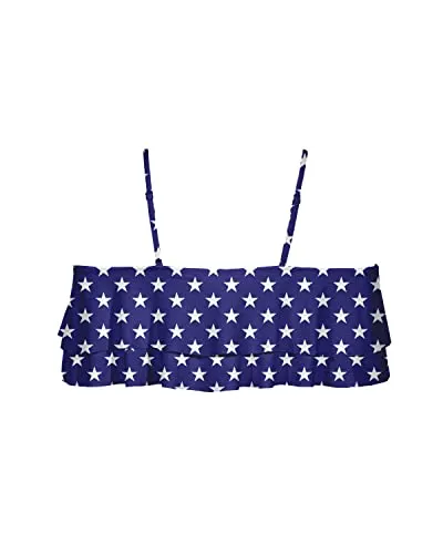 Patriotic American Flag Ruffle Bikini Top For 4Th Of July-National Flag