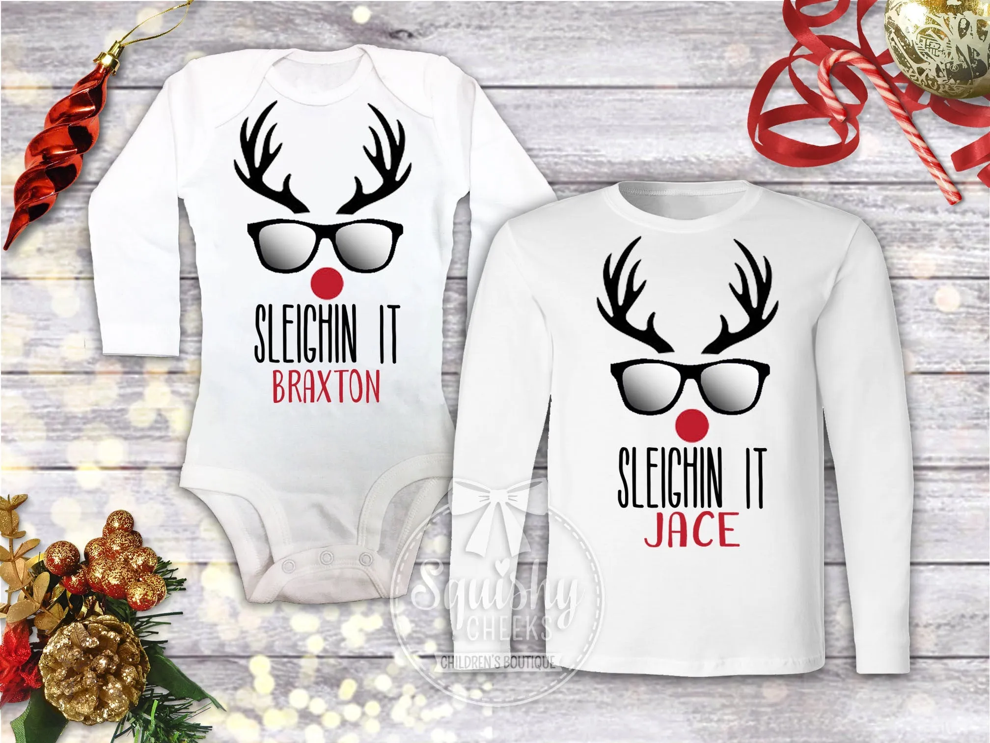 Personalized Sleighing It Boy's Christmas Shirt