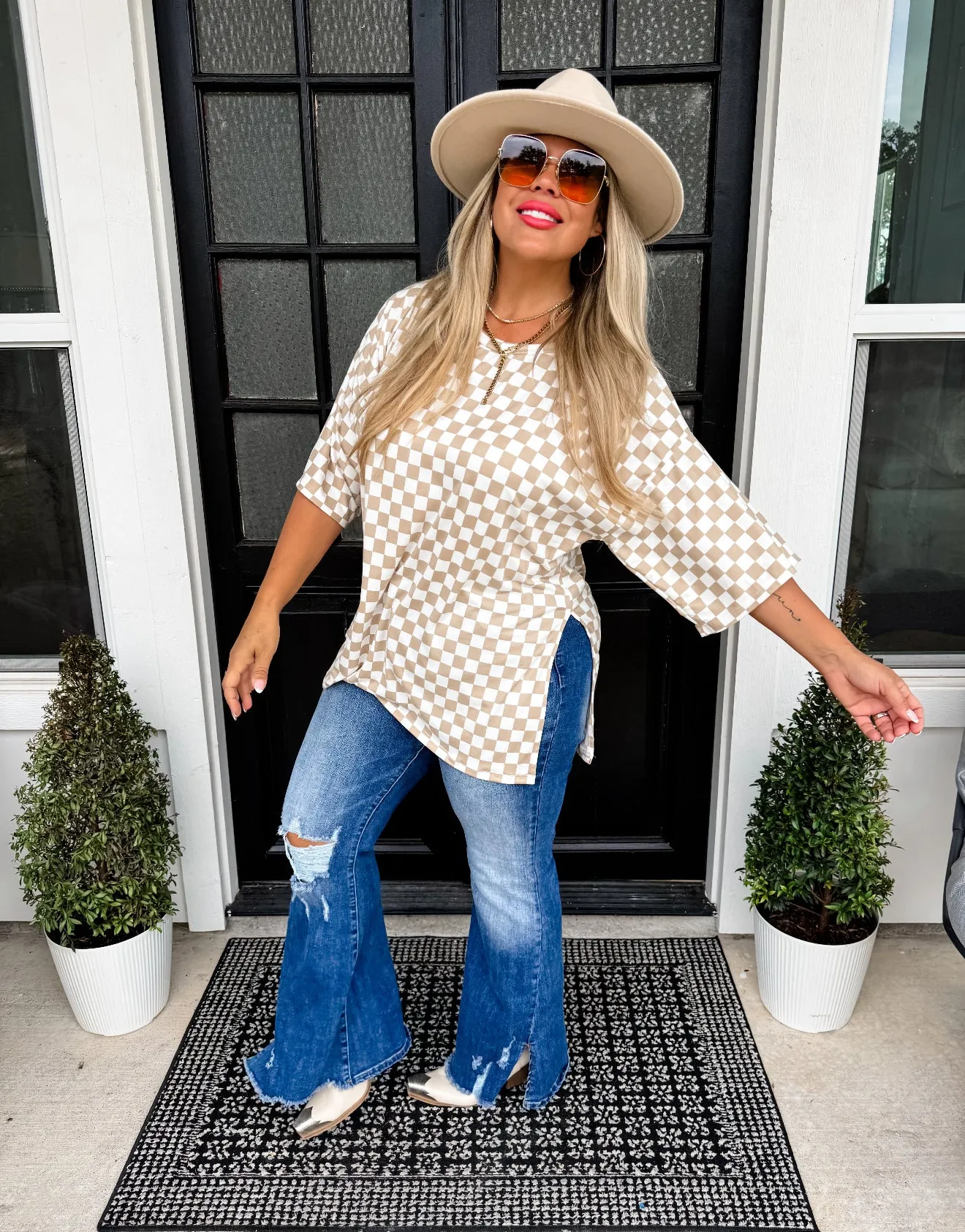 PRE-ORDER Check Me Out Side Slit Top - Neutrals