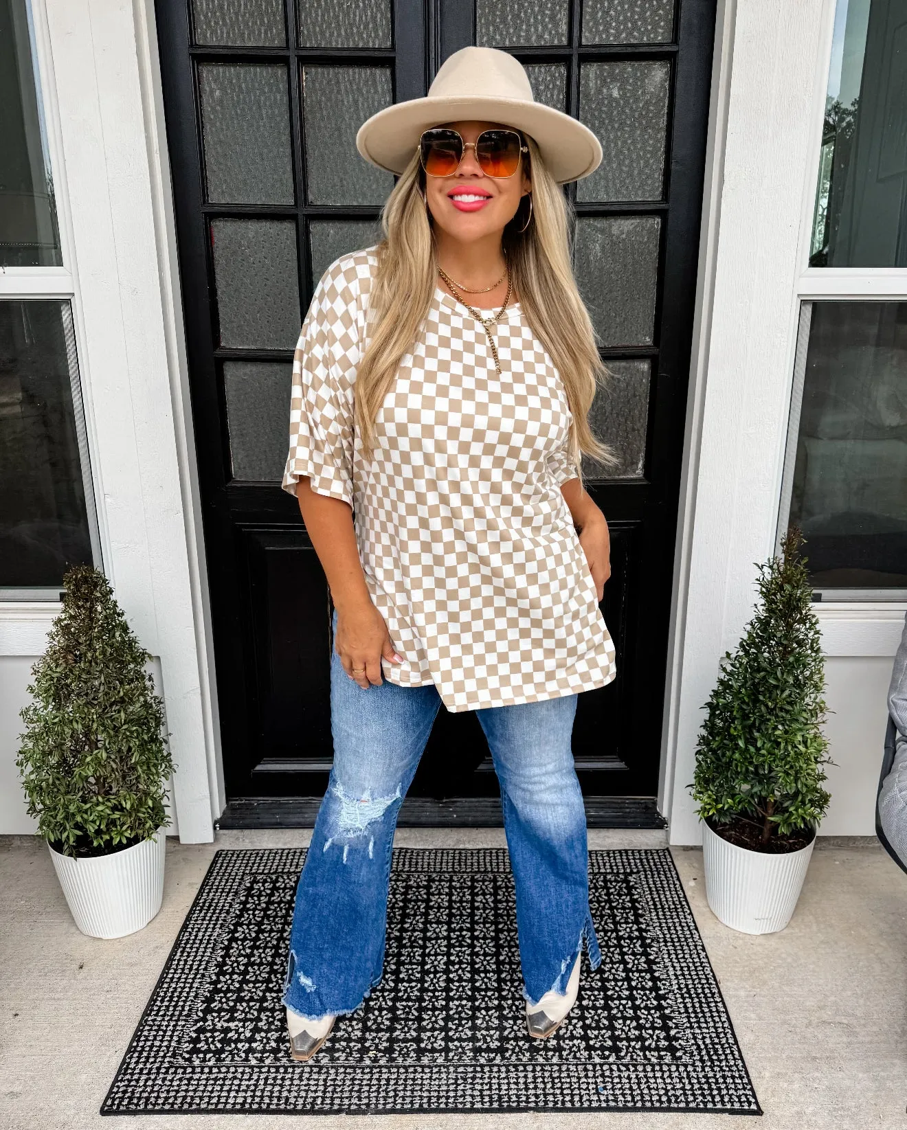 PRE-ORDER Check Me Out Side Slit Top - Neutrals