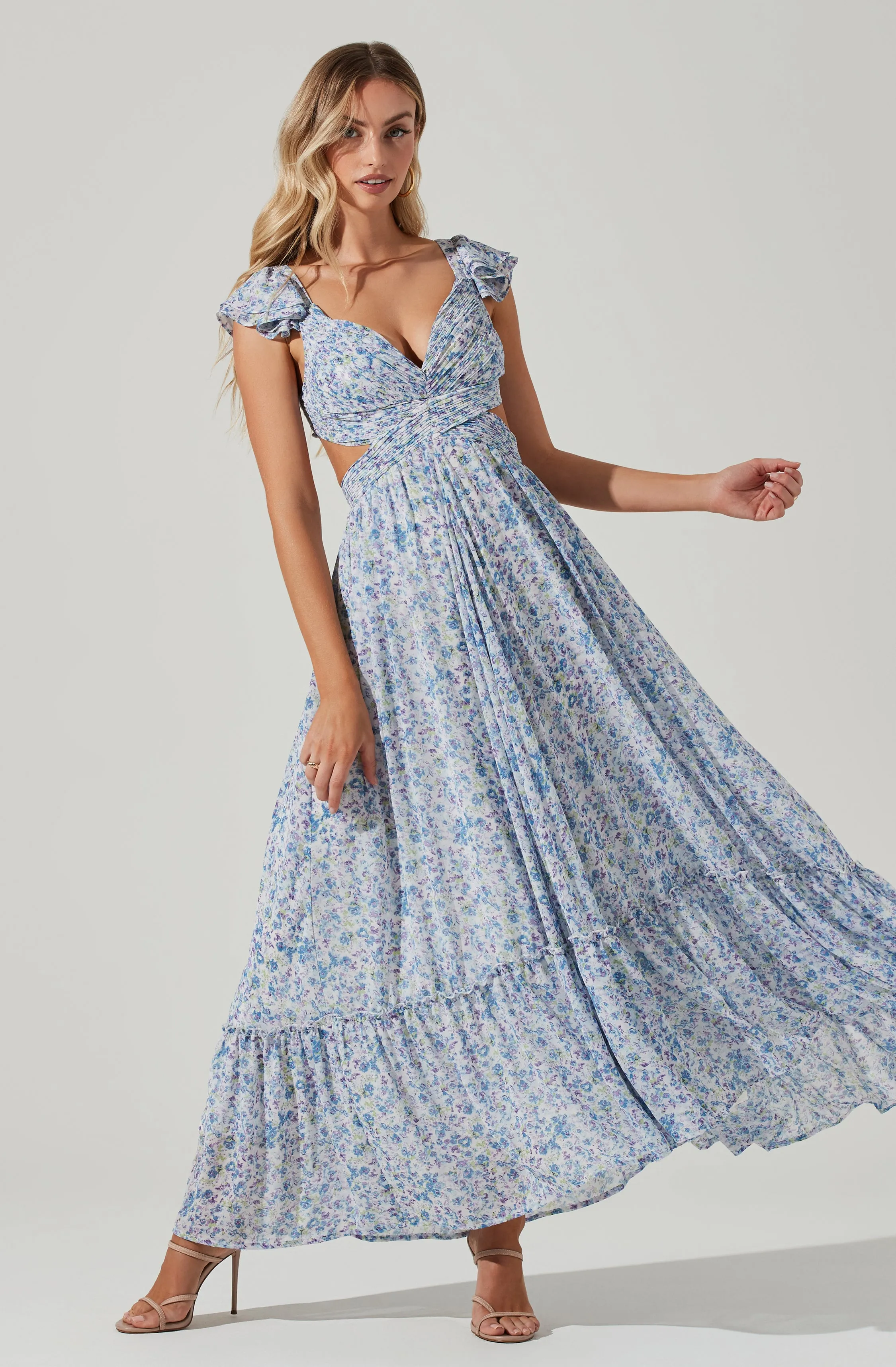 Primrose Floral Cross Strap Open Back Maxi Dress
