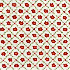 Red-Beige-Multi Floral Trellis Printed Jersey Knit Fabric